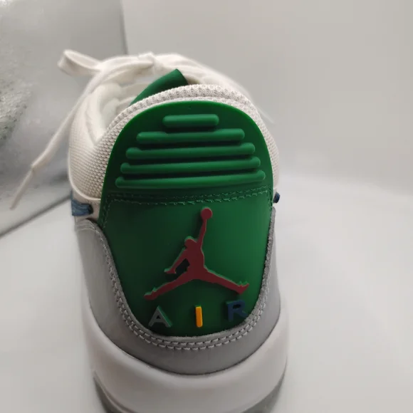 Jordan Legacys Kids White, Blue, and Green Sneakers